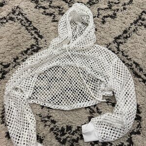 Set of 2 white pink cropped mesh women’s hooded tops women’s M